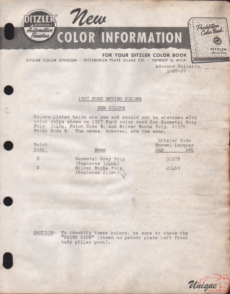 1957 Ford Paint Charts PPG 3